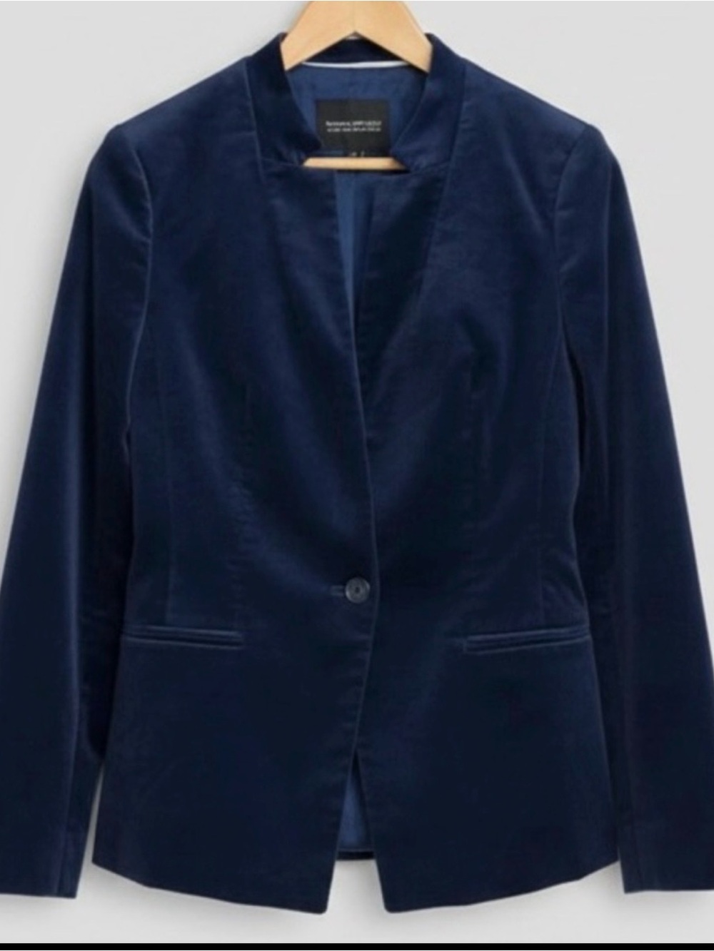 Banana Republic Deep Navy Velvet Single-Button Notch Lapel Blazer Size 10
